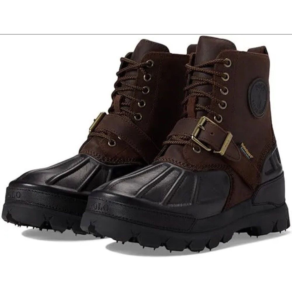 ✅Polo Ralph Lauren Oslo High Men's Brown Black Waterproof Lifestyle Boots YUM92
